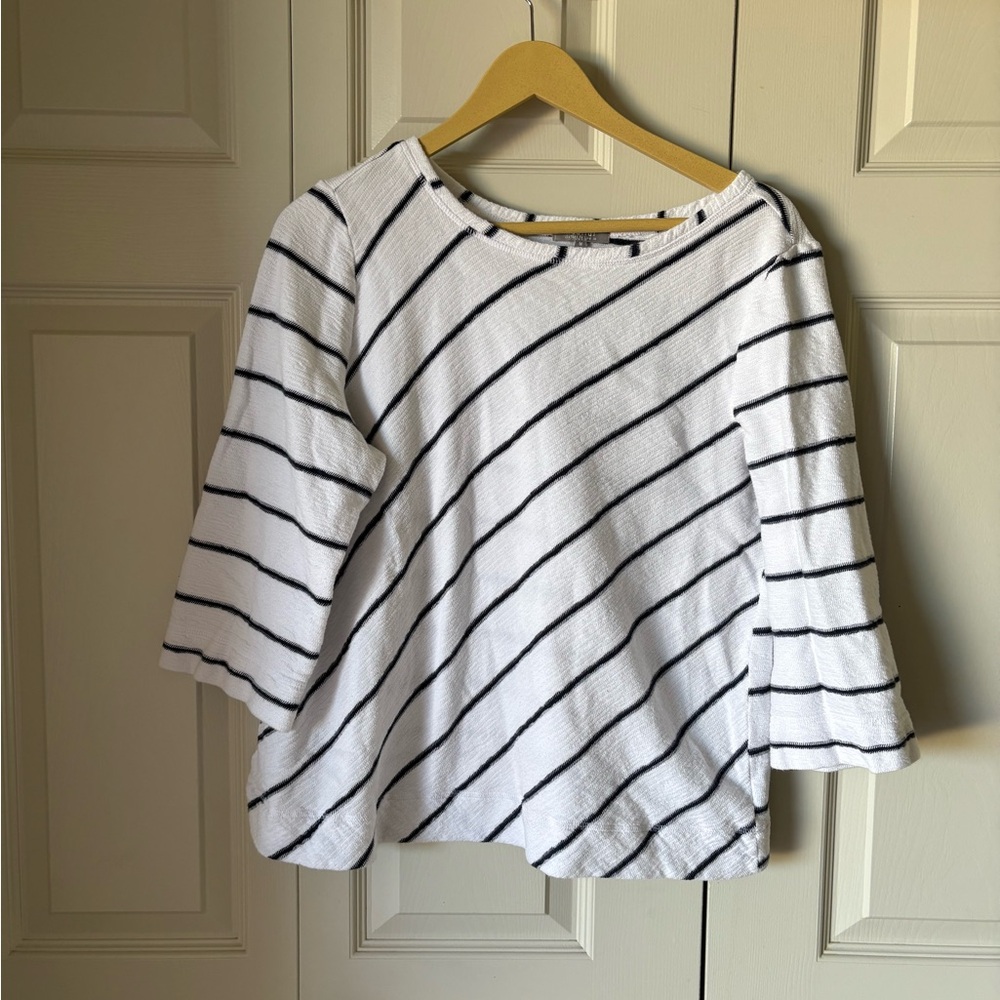 Habitat | pullover tunic. Diagonal stripes. 3/4 sleeves. Size medium. Summer.
